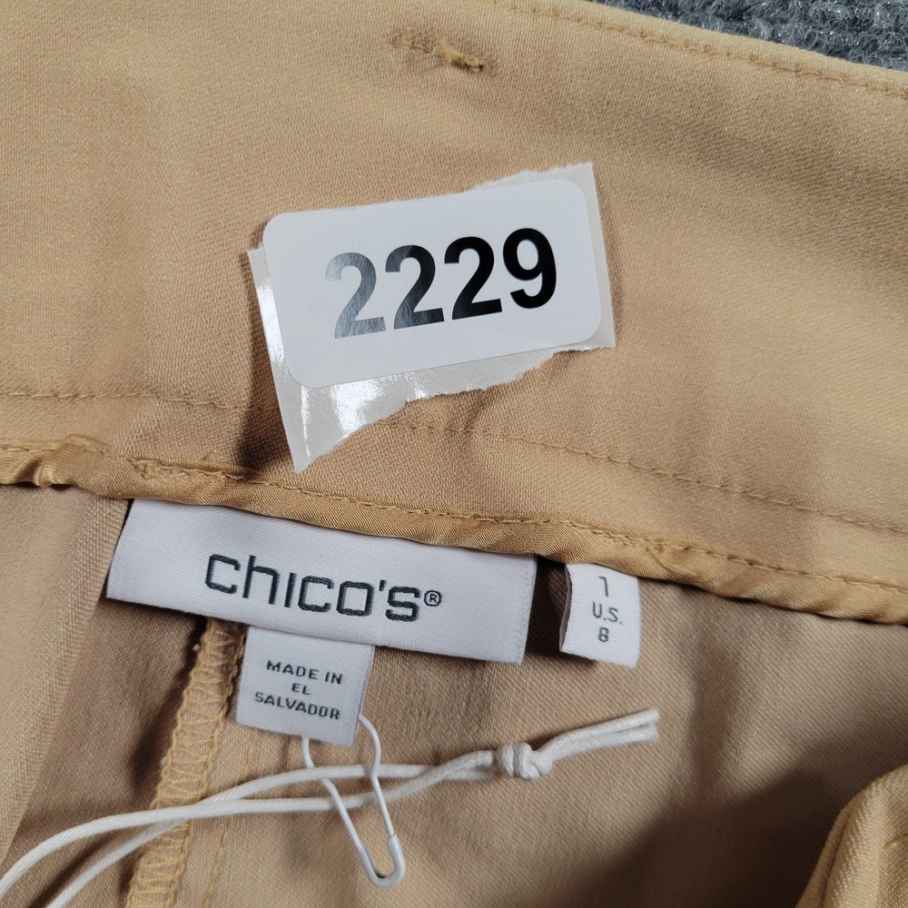 Chico's Pants Womens 8 Khaki Wide Leg Crop Chino Fly Front Double Button NWT - Picture 7 of 7